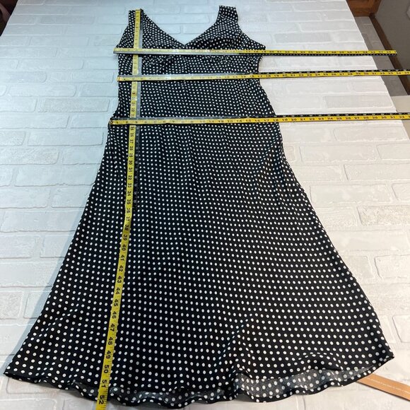 Reformation Beauden Midi Dress Womens 1X Black Polka Caviar Dot Ruched Crepe NEW - Picture 2 of 16
